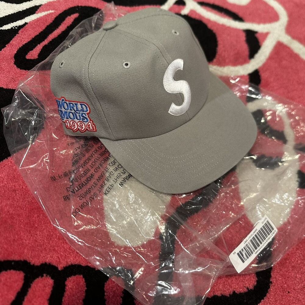 Supreme World Famous S Logo 6-Panel – Grey – One Size – Brand New